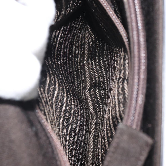 PRADA Handtasche Baumwolle Khaki Silber Auth 168612