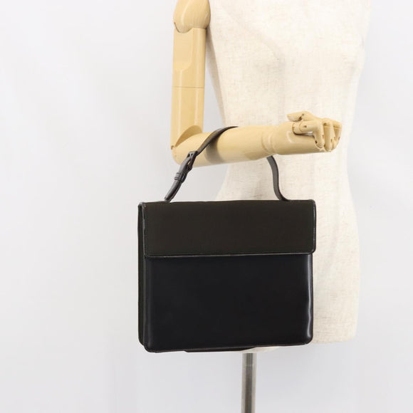 PRADA Handtasche Baumwolle Khaki Silber Auth 168612
