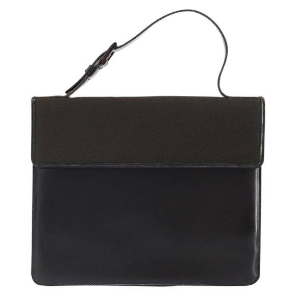 PRADA Handtasche Baumwolle Khaki Silber Auth 168612