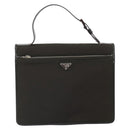 PRADA Handtasche Baumwolle Khaki Silber Auth 168612-2