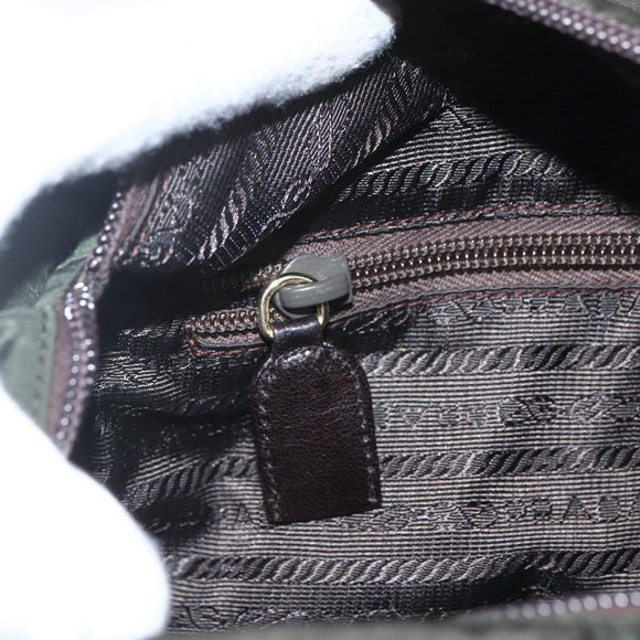 PRADA Chain Tote Bag Nylon Khaki Gold Auth 168613