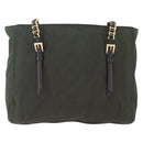 PRADA Chain Tote Bag Nylon Khaki Gold Auth 168613-2