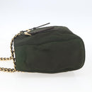 PRADA Chain Tote Bag Nylon Khaki Gold Auth 168613-3