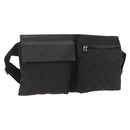 GUCCI GG Canvas Waist bag Black Silver 28566 Auth 168615-1