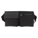 GUCCI GG Canvas Waist bag Black Silver 28566 Auth 168615-2
