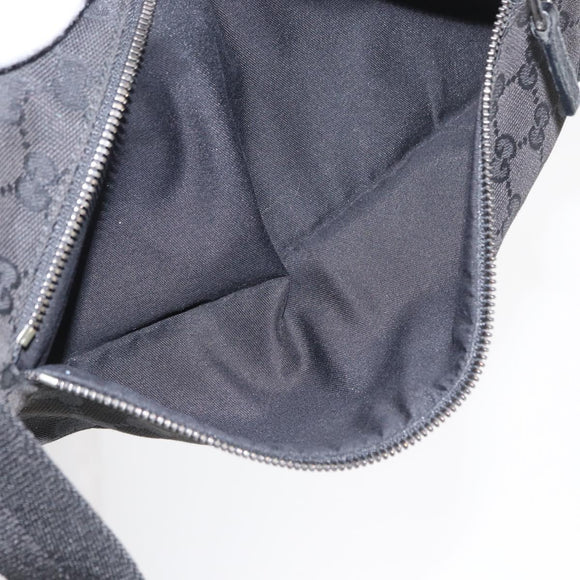 GUCCI GG Canvas Waist bag Black Silver 28566 Auth 168615