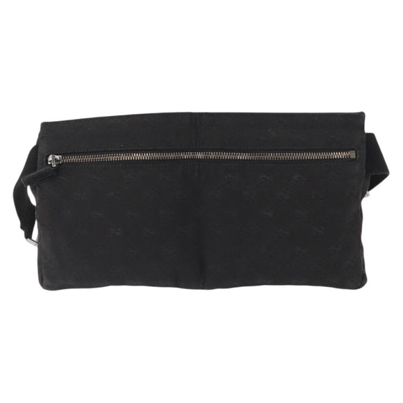 GUCCI GG Canvas Waist bag Black Silver 28566 Auth 168615