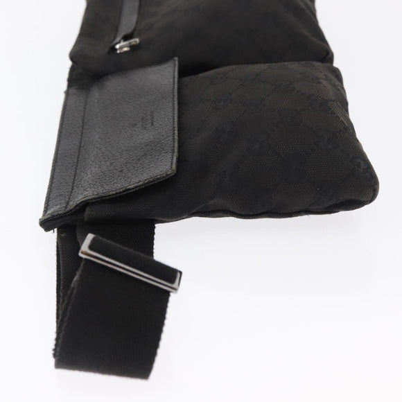 GUCCI GG Canvas Waist bag Black Silver 28566 Auth 168615