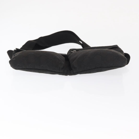 GUCCI GG Canvas Waist bag Black Silver 28566 Auth 168615