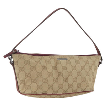 GUCCI GG Canvas Accessory Pouch Beige Silver 07198 Auth 168616