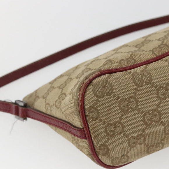 GUCCI GG Canvas Accessory Pouch Beige Silver 07198 Auth 168616