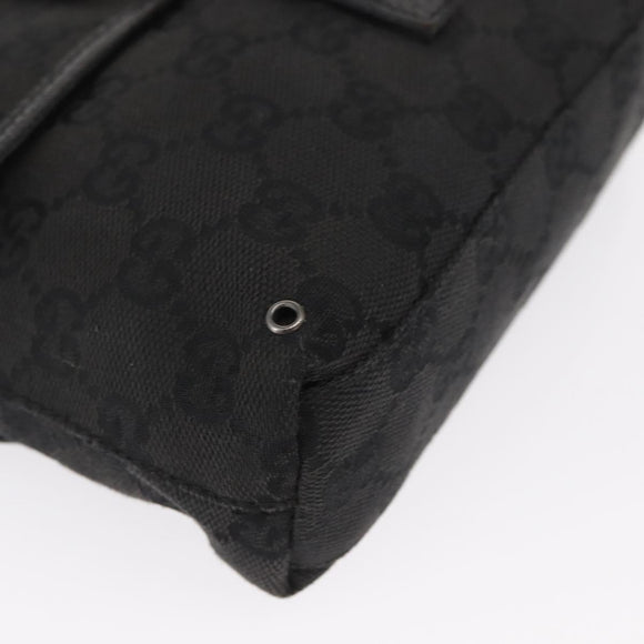 GUCCI GG Canvas Jackie Waist bag Black Silver 92543 Auth 168617