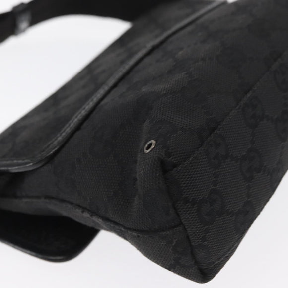 GUCCI GG Canvas Jackie Waist bag Black Silver 92543 Auth 168617