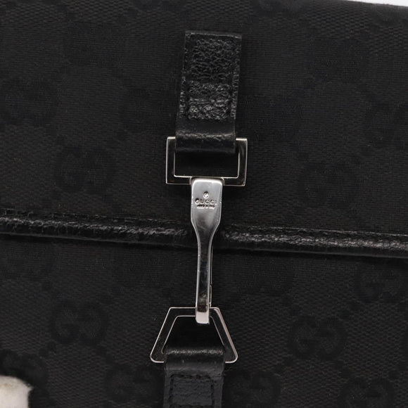 GUCCI GG Canvas Jackie Waist bag Black Silver 92543 Auth 168617