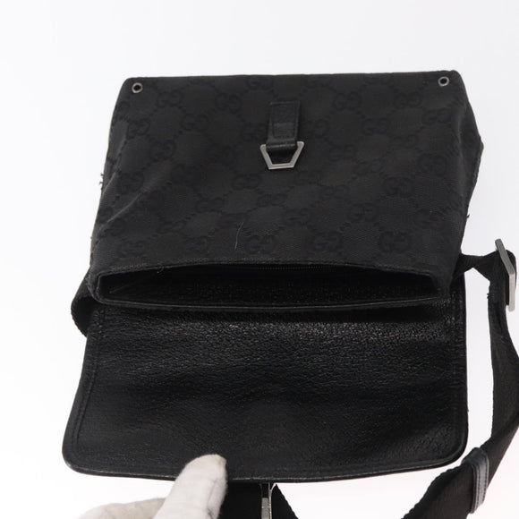 GUCCI GG Canvas Jackie Waist bag Black Silver 92543 Auth 168617