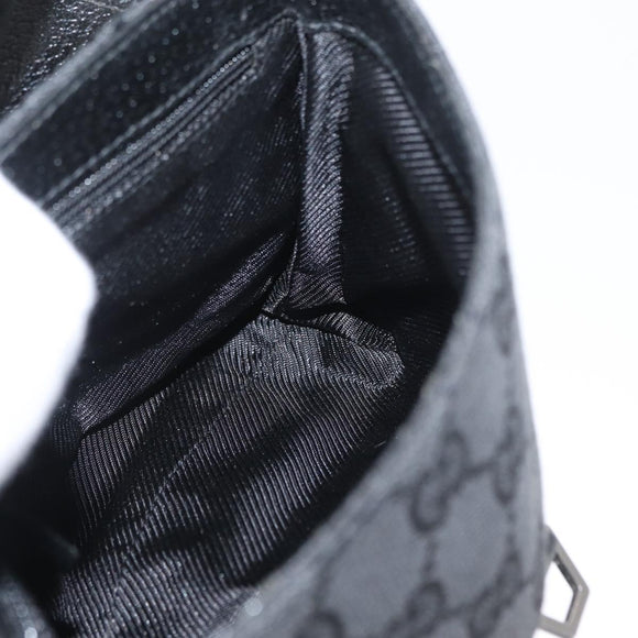 GUCCI GG Canvas Jackie Waist bag Black Silver 92543 Auth 168617