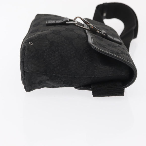 GUCCI GG Canvas Jackie Waist bag Black Silver 92543 Auth 168617