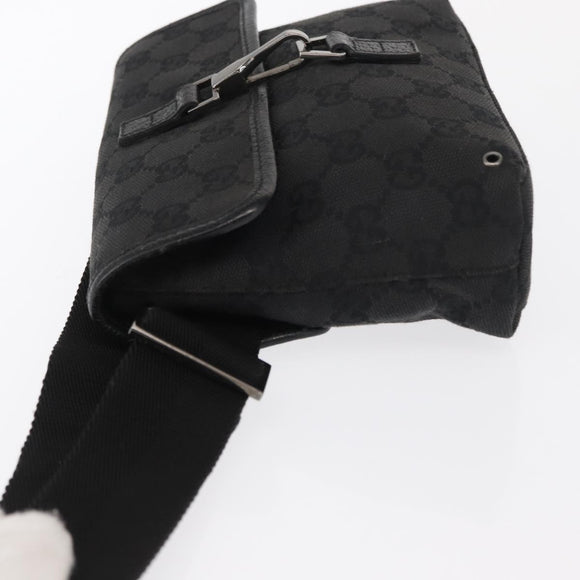GUCCI GG Canvas Jackie Waist bag Black Silver 92543 Auth 168617
