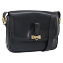 CELINE Shoulder Bag Leather Black Gold Auth 168618-1