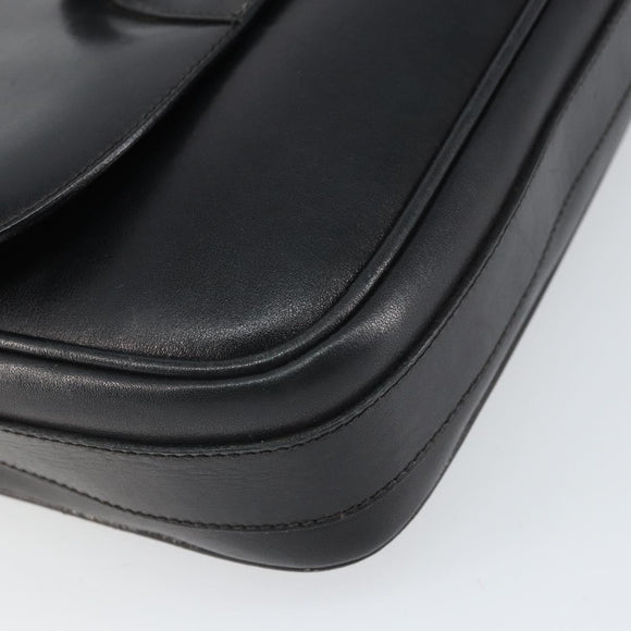 CELINE Shoulder Bag Leather Black Gold Auth 168618