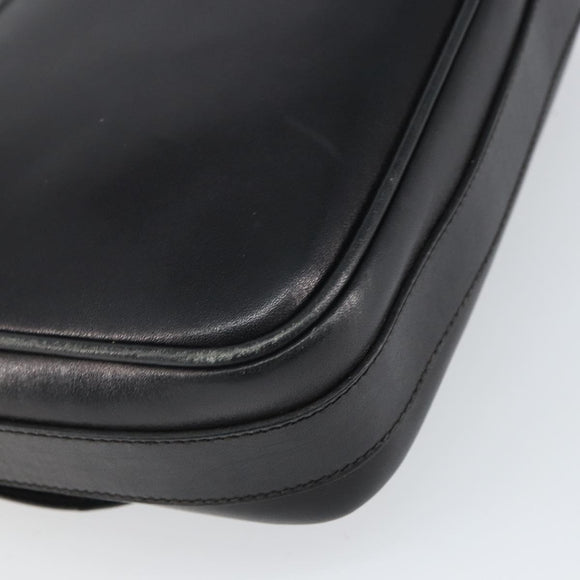 CELINE Shoulder Bag Leather Black Gold Auth 168618
