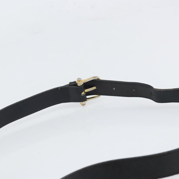 CELINE Shoulder Bag Leather Black Gold Auth 168618
