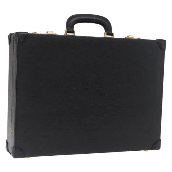 LOEWE Anagram Trunk Leather Black Gold Auth 168623