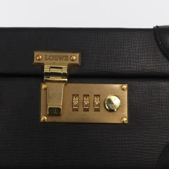 LOEWE Anagram Trunk Leather Black Gold Auth 168623