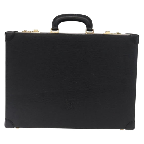 LOEWE Anagram Trunk Leather Black Gold Auth 168623