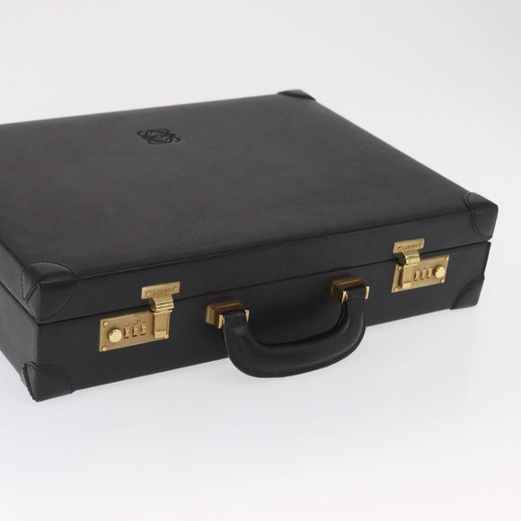 LOEWE Anagram Trunk Leather Black Gold Auth 168623