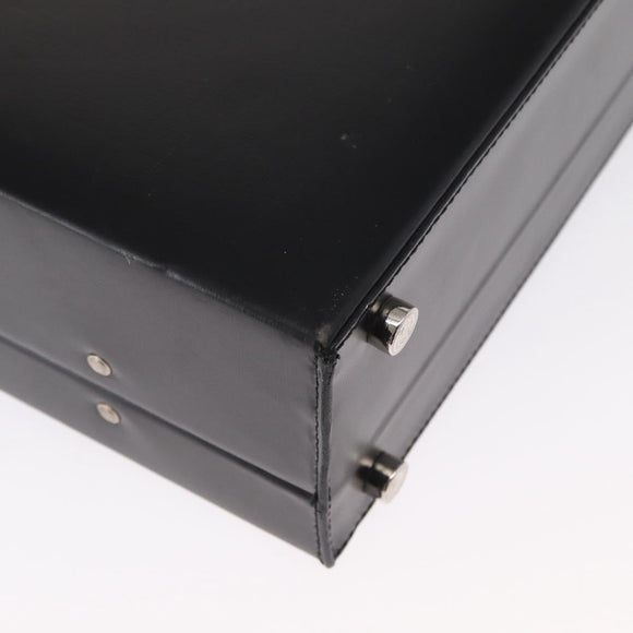 LOEWE Anagram Trunk Leather Black Silver Auth 168624