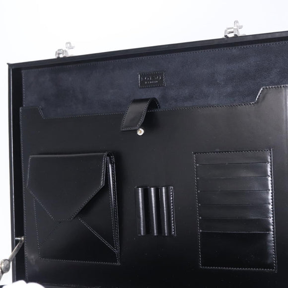 LOEWE Anagram Trunk Leather Black Silver Auth 168624