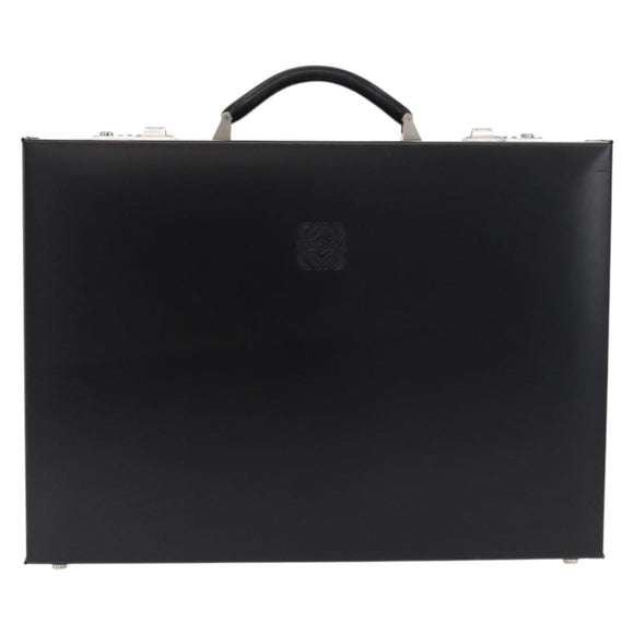 LOEWE Anagram Trunk Leather Black Silver Auth 168624
