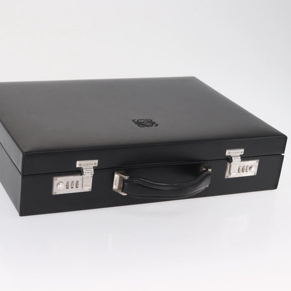 LOEWE Anagram Trunk Leather Black Silver Auth 168624