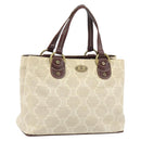 CELINE Macadam Canvas Hand Bag Beige Gold Auth 168626-1