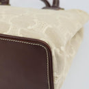 CELINE Macadam Canvas Hand Bag Beige Gold Auth 168626-12