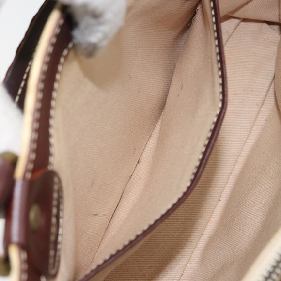 CELINE Macadam Canvas Hand Bag Beige Gold Auth 168626