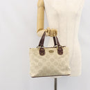 CELINE Macadam Canvas Hand Bag Beige Gold Auth 168626-25