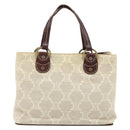 CELINE Macadam Canvas Hand Bag Beige Gold Auth 168626-3