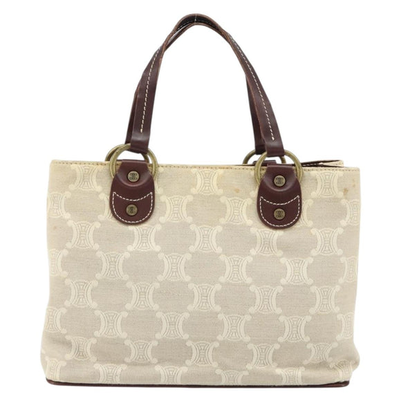 CELINE Macadam Canvas Hand Bag Beige Gold Auth 168626