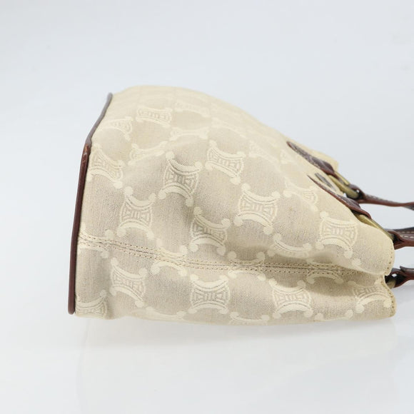 CELINE Macadam Canvas Hand Bag Beige Gold Auth 168626