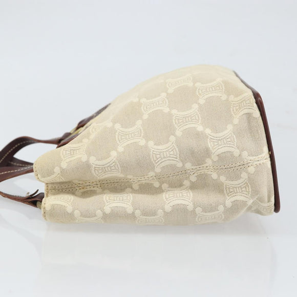 CELINE Macadam Canvas Hand Bag Beige Gold Auth 168626
