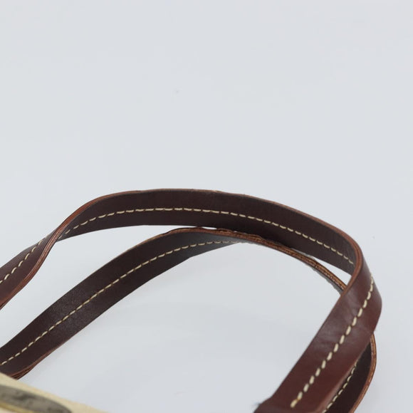 CELINE Macadam Canvas Hand Bag Beige Gold Auth 168626