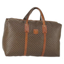CELINE Macadam Canvas Boston Bag PVC Leather Brown Gold Auth 168631-1