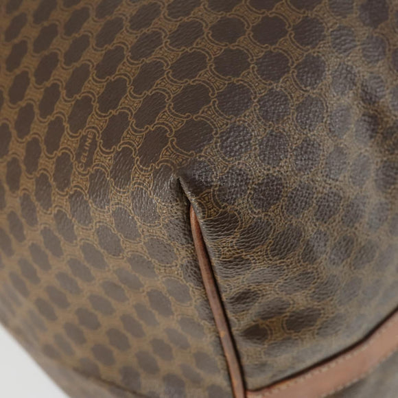 CELINE Macadam Canvas Boston Bag PVC Leather Brown Gold Auth 168631