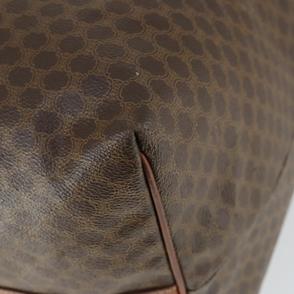 CELINE Macadam Canvas Boston Bag PVC Leather Brown Gold Auth 168631