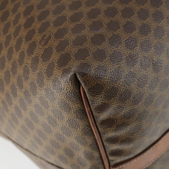 CELINE Macadam Canvas Boston Bag PVC Leather Brown Gold Auth 168631