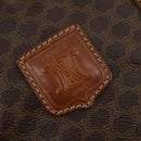 CELINE Macadam Canvas Boston Bag PVC Leather Brown Gold Auth 168631-15