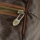 CELINE Macadam Canvas Boston Bag PVC Leather Brown Gold Auth 168631-16