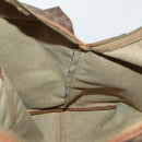 CELINE Macadam Canvas Boston Bag PVC Leather Brown Gold Auth 168631-18